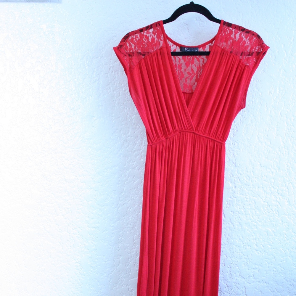 Red Lace Maxi Dress